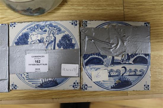Fifteen Delft tiles